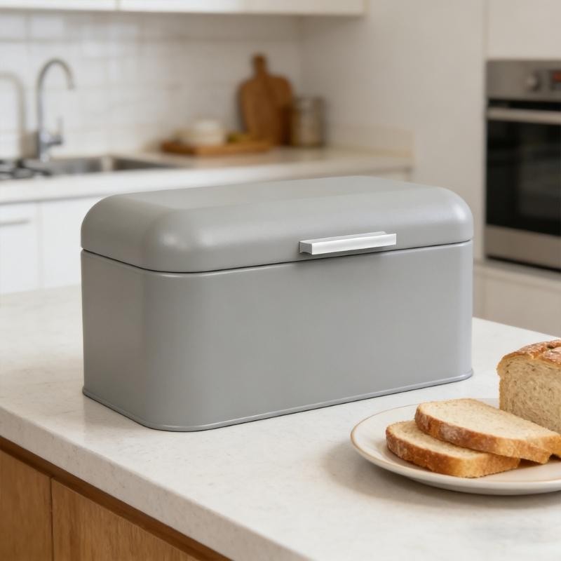 Rustics Metal Bread Container Convenient Flipping Lid Bread Bin Food Storage Organiser For Easy Access