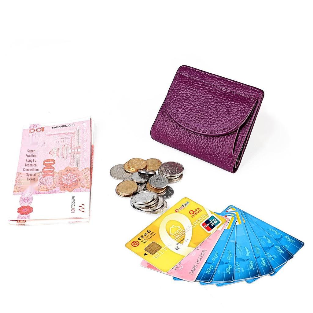 Japanese-Style RFID Genuine Leather Mini Wallet - Simple & Fashionable Coin Purse