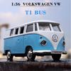 1:36 Volkswagen VW T1 Автобус Игрушечная Машинка Модель Сплав Литье под Давлением с Открывающимися Дверями Модели Фургонов Лучшие Подарки для Мальчиков Детская Игрушка