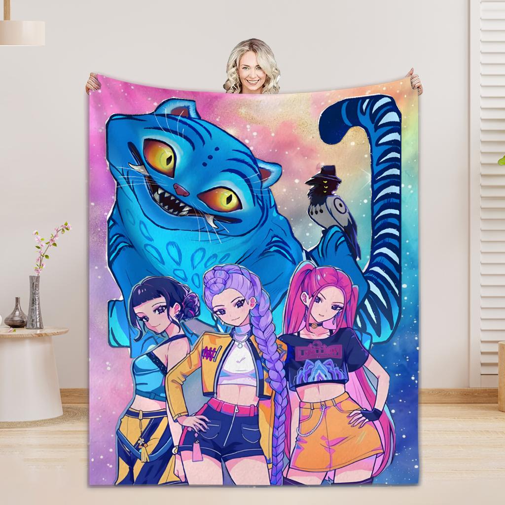 KPOP D-Demon H-Hunters Flannel Blanket For Office Home Camping Nap Leisure Blankets Birthday Gifts For Girls Home Decor