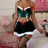 European and American Christmas Sexy Bow Split Uniform with Fishnet Stockings