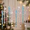 12pcs Crushed Ice Snowflakes Ice Strip Pendants Xmas Tree Hanging Ornaments for Xmas Tree