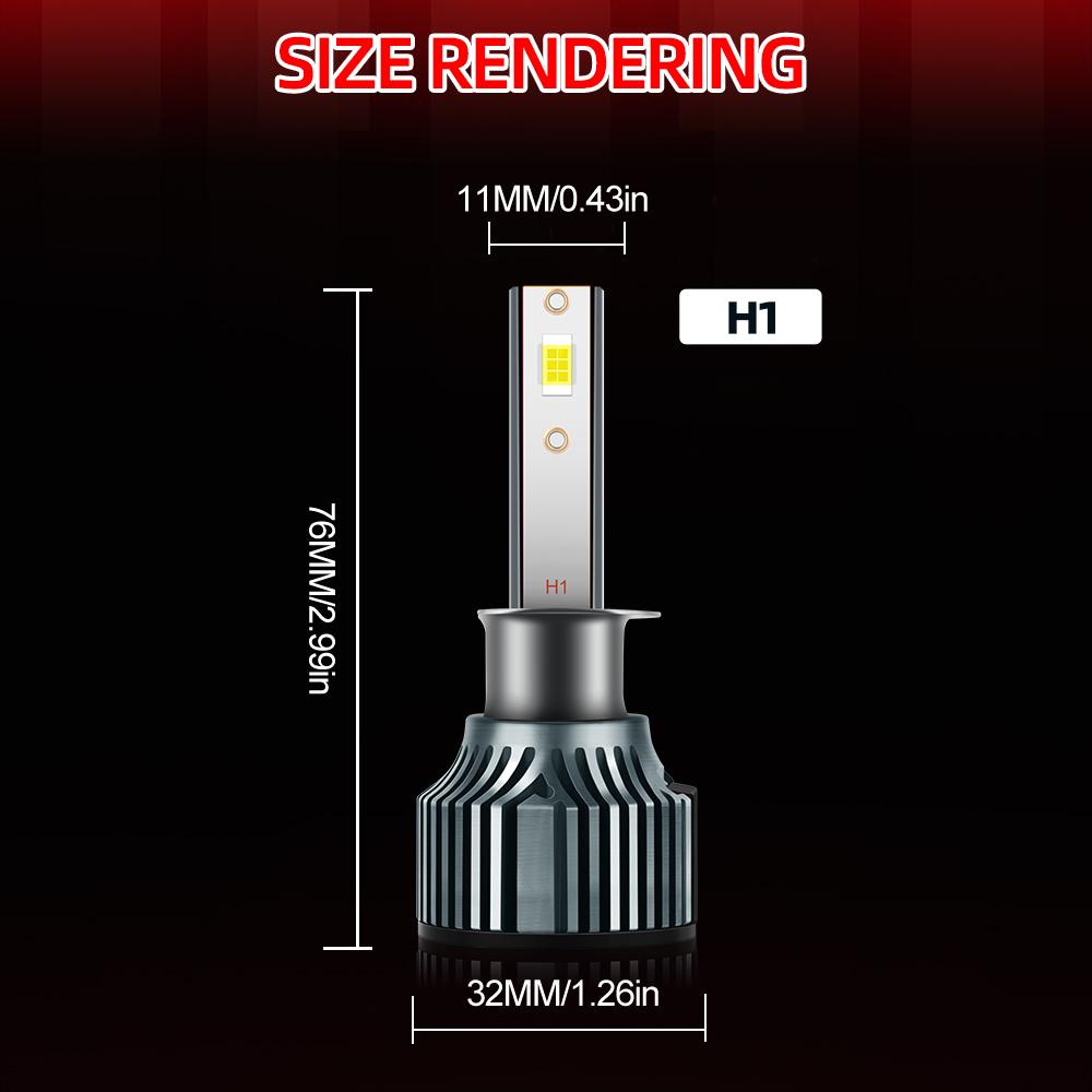 Roadsun 2pcs H1 LED Bulbs High Beam Low Beam, 23000LM Brighter 6500K Cool White, High Power, Long Lifespan, Easy To Install