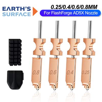 Для Flashforge AD5X Модернизация сопла Съемный 0.4 0.6 0.25 0.8мм для Hotend экструдера Flashforge AD5X Быстросъемный нагревательный блок