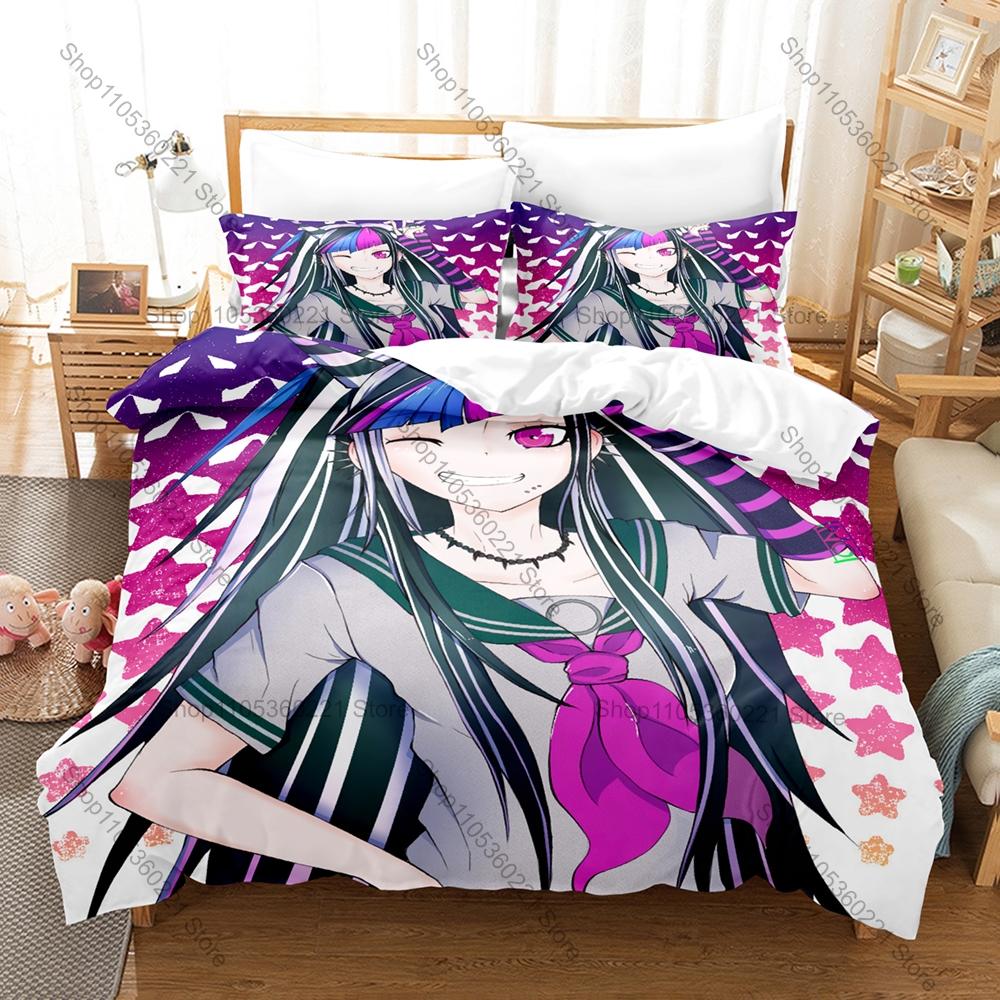 Danganronpa 2 Ibuki Mioda Bedding Set, Duvet Cover & 2 Pillowcases, Punk Rock Character Pattern Breathable All Season