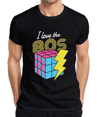 I Love The 80s 80s Retro Neon Eighties Magic Cube Lightning Pop Unisexs Tshirt