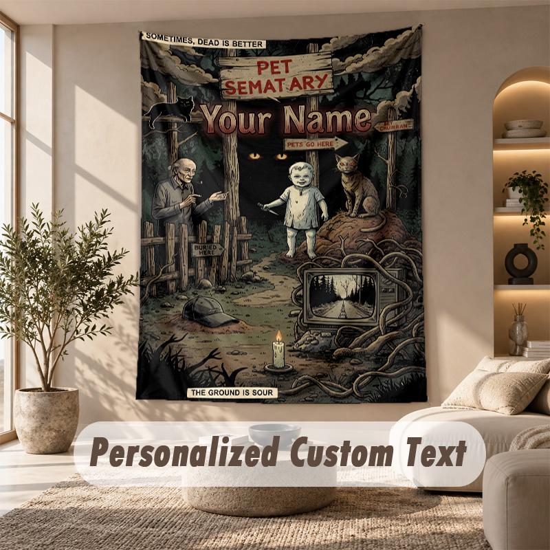 Tapestry Custom Name Text, Wall Hanging Tapestry Home Room DecorPet Sematary
