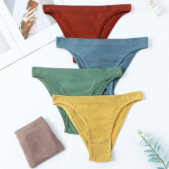 Women Thongs Low Waist Seamless Solid Color High Elasticity Anti-septic Soft Breathable Briefs Intimate Clothes