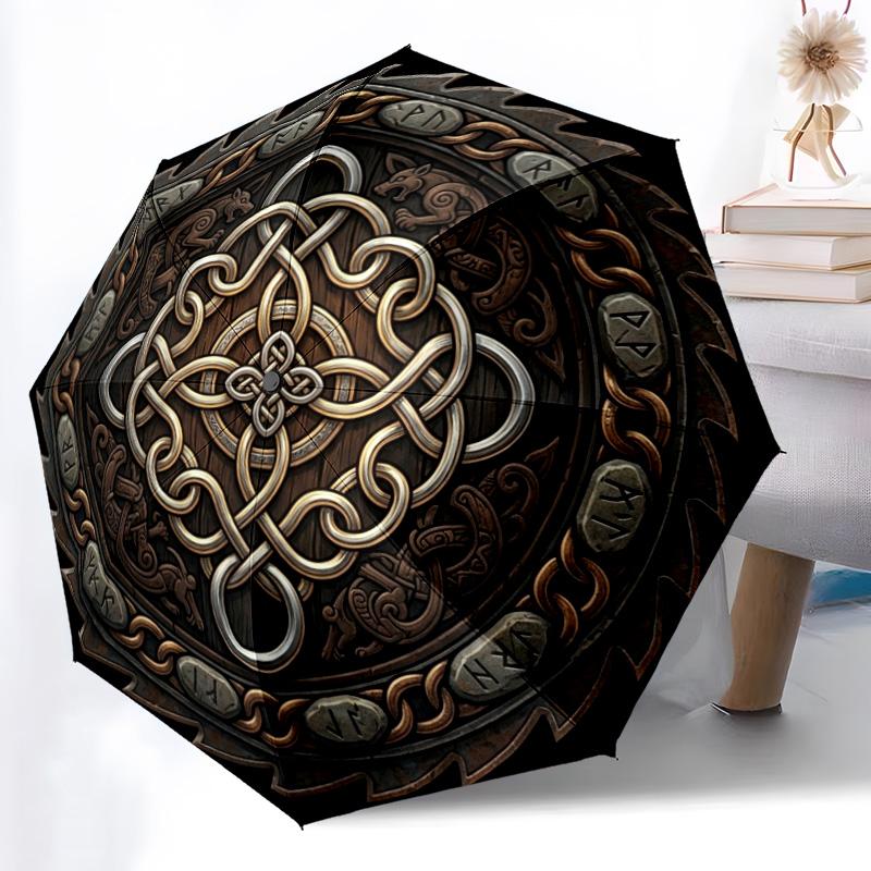 Symbolic pattern umbrella, portable and foldable design, 8 ribs, a casual accessory for Halloween, Christmas, and birthday gifts.
