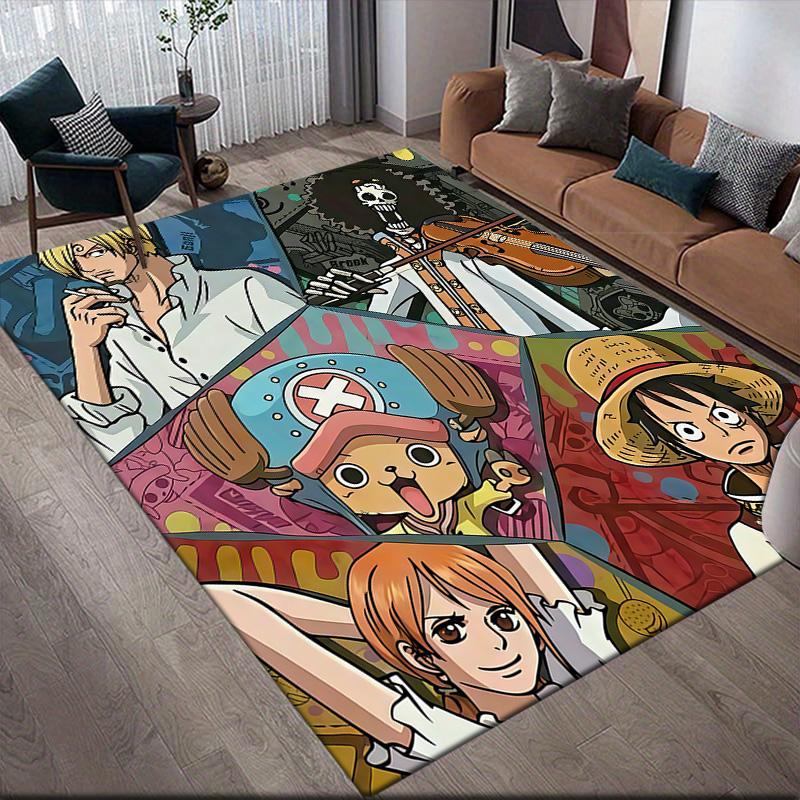 One Piece Straw Hat Crew Full Anti-Slip Rug, Rectangular Carpet for Bedroom, Sofa & Game Zone