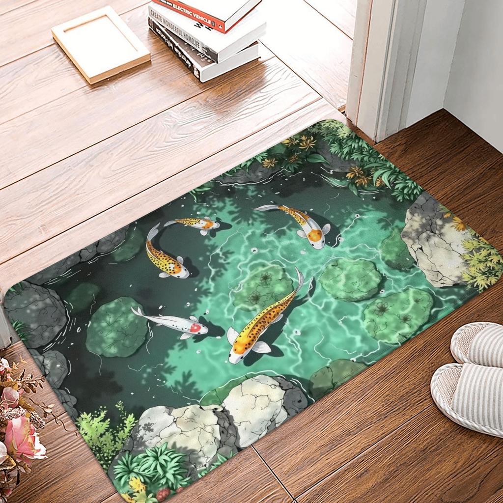 3D яркие рыбы кои Дверные Напольные Кухонные Ванные Коврики Противоскользящие Наружные Коврик для Входной Двери Садовый Ковер Коврик для Ног