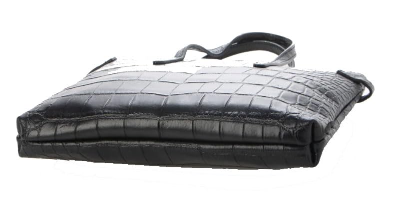 Тонкий клатч из коровьей кожи с тиснением под крокодила (черный)