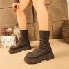 Свободные Женские Ботинки из Мягкой Кожи Мягкая Эластичная Подошва Не Устают Ноги Теплые Дышащие Толстая Подошва Увеличение Роста Модные Удобные Ботинки Мартин