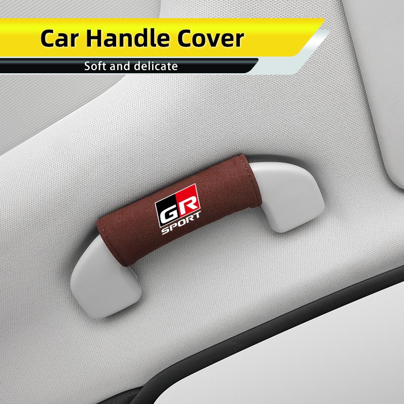 Car Interior Roof Handle Cover Suede Roof Grab Handle Grip For Toyota GR Sport Corolla Yaris Camry Prius RAV4 CHR Accessories