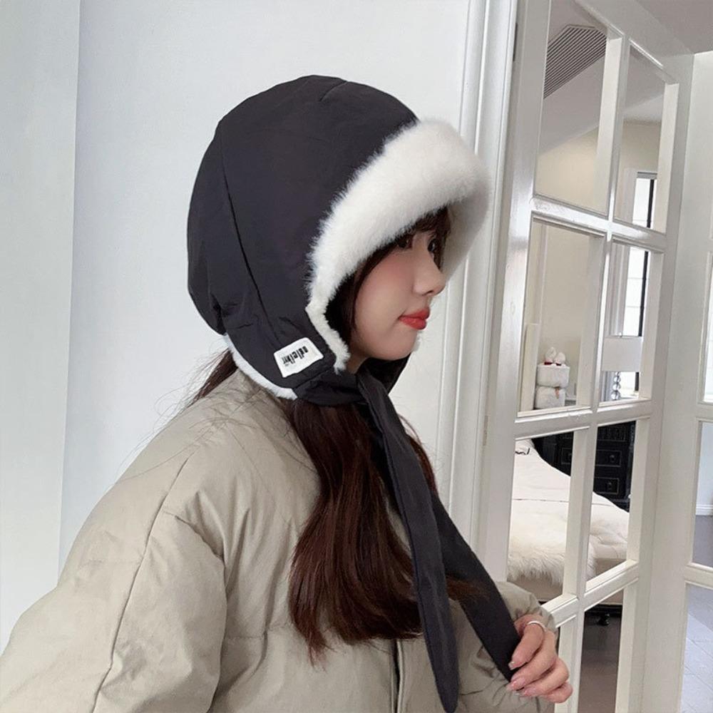 Шапка-ушанка с флисовой подкладкой и ремешками, защита ушей, зимняя шапка в корейском стиле для женщин