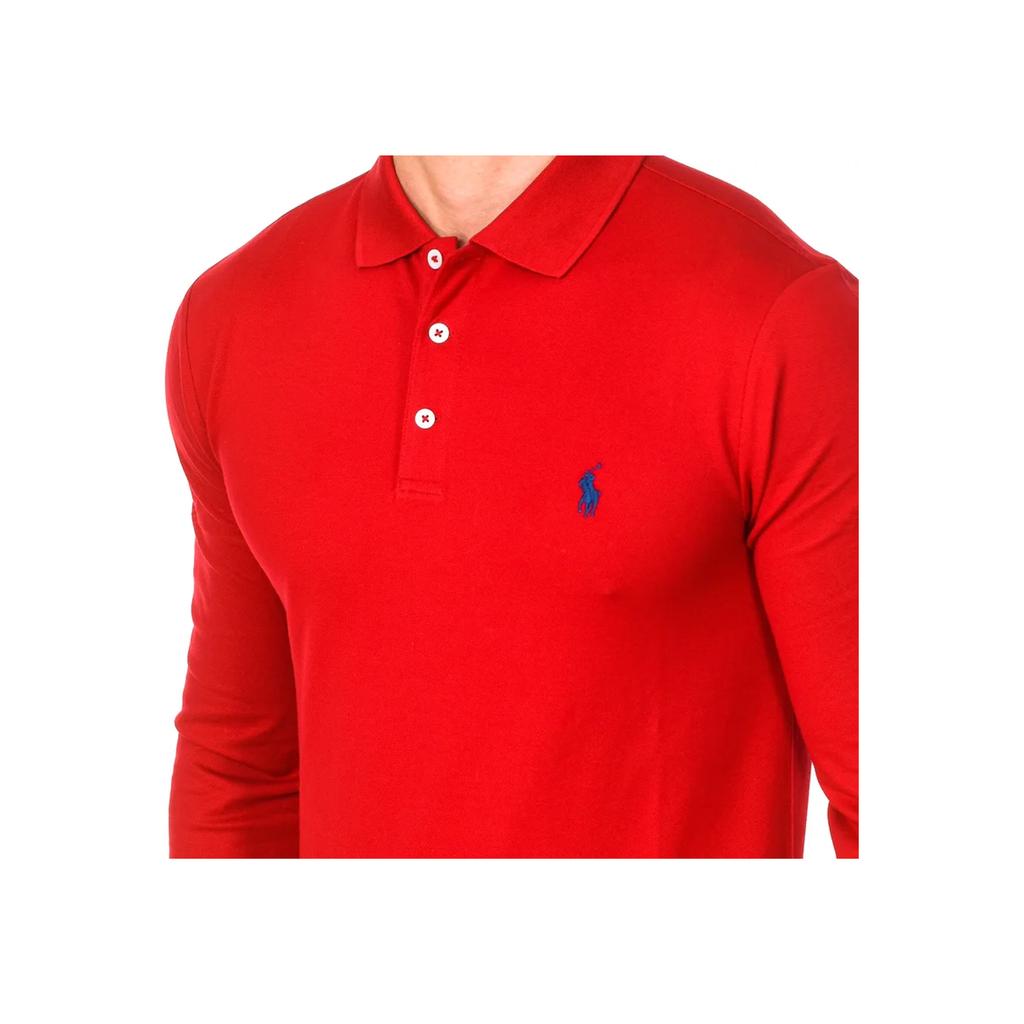 Polo Ralph Lauren FW23 Однотонная вышитая футболка-поло с длинным рукавом и вышитым логотипом, мужская, оранжевая MNPOKNI16823249-800