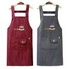 Cute Cotton Kitchen Apron Household Oil-Proof Coffee Chef Hand Wipe Apron With Big Pocket Women Baking BBQ Accessories
