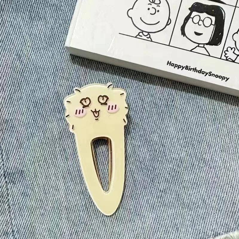 Новая заколка для волос jiyi Rakko из акрила Hachiware Usagi Momonga Белка Каштановая Голова Милая Мультяшная Утиная Клипса Студентка Девочка