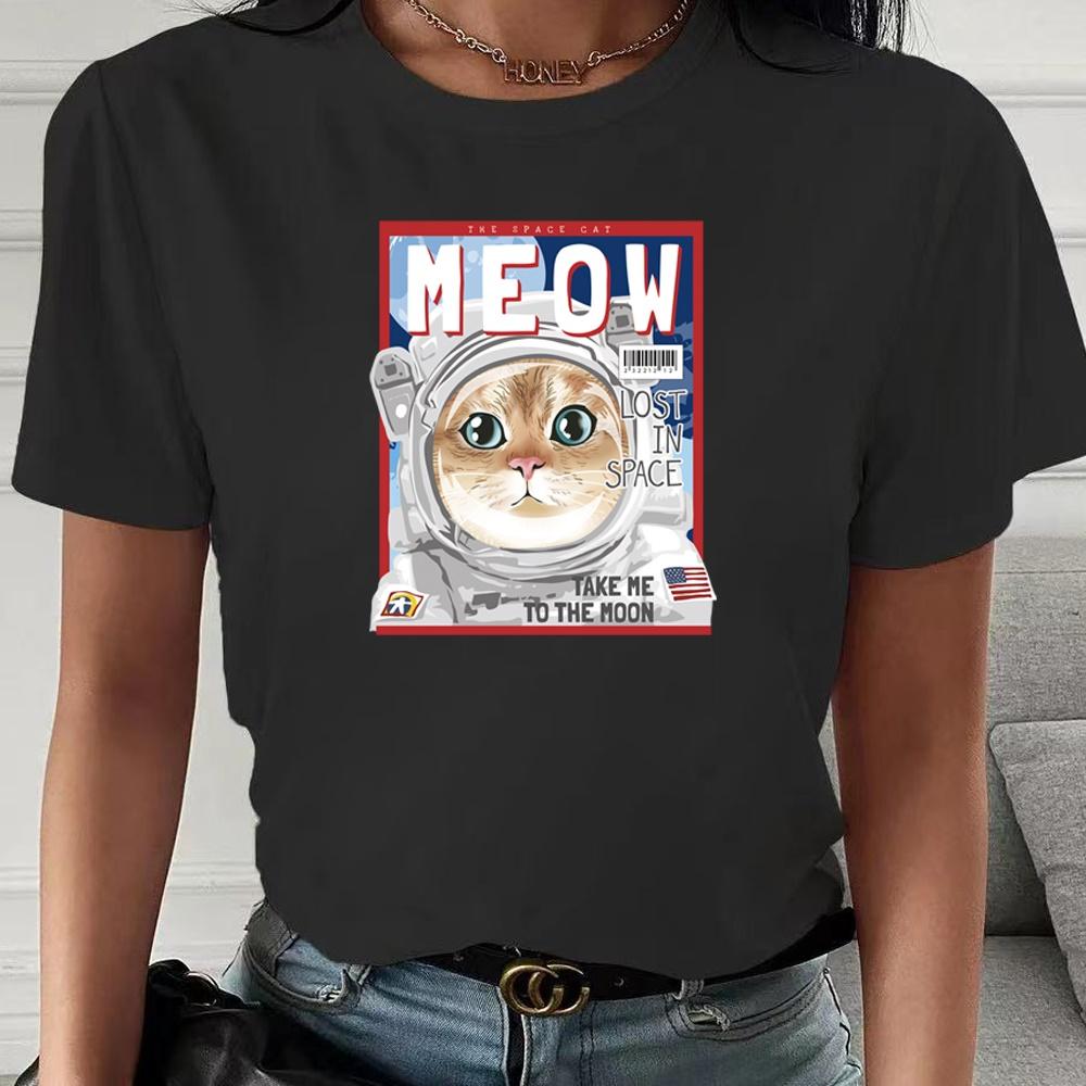 Модная летняя женская футболка с принтом астронавта, повседневная дышащая женская футболка с круглым вырезом и коротким рукавом, женская одежда, уличная одежда