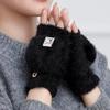 Thickened Plush Half Finger Flip Cover Gloves for Men Women Fashion Warm Solid Knitted Gloves Student Writing Gloves