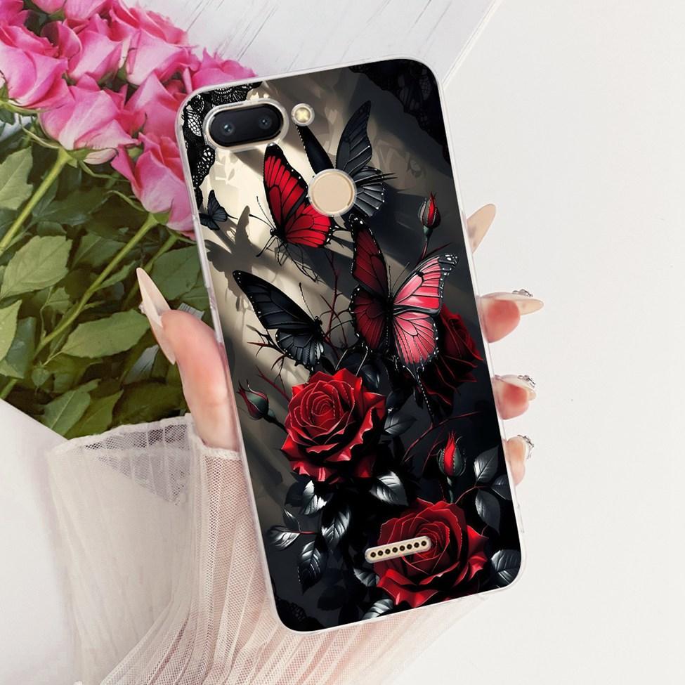 For Redmi 6 Case Cover Transparent Cute Cat Fashion Butterfly Funny Cool Painted Casing M1804C3DH M1804C3DG M1804C3DI