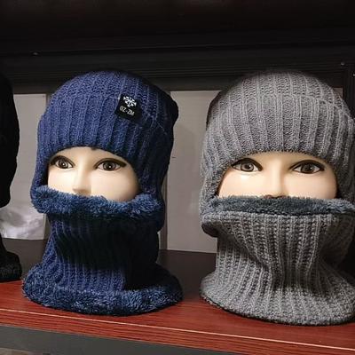 Шерстяная шапка Мужская папина шапка с защитой ушей Велосипедная теплая Толстая флисовая вязаная шапка Шарф Шапка для пожилого мужчины