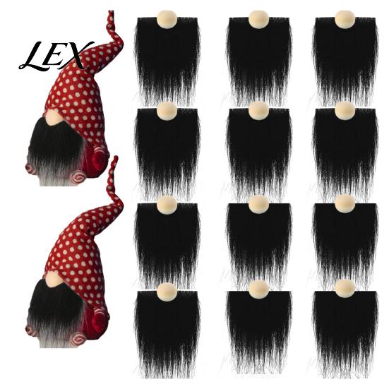 Creative Gift Making Supplies 12Pcs Gnome Beard And Nose Kit, DIY Christmas Craft with Ornament Materials Plush Beards Wooden Ball Noses for