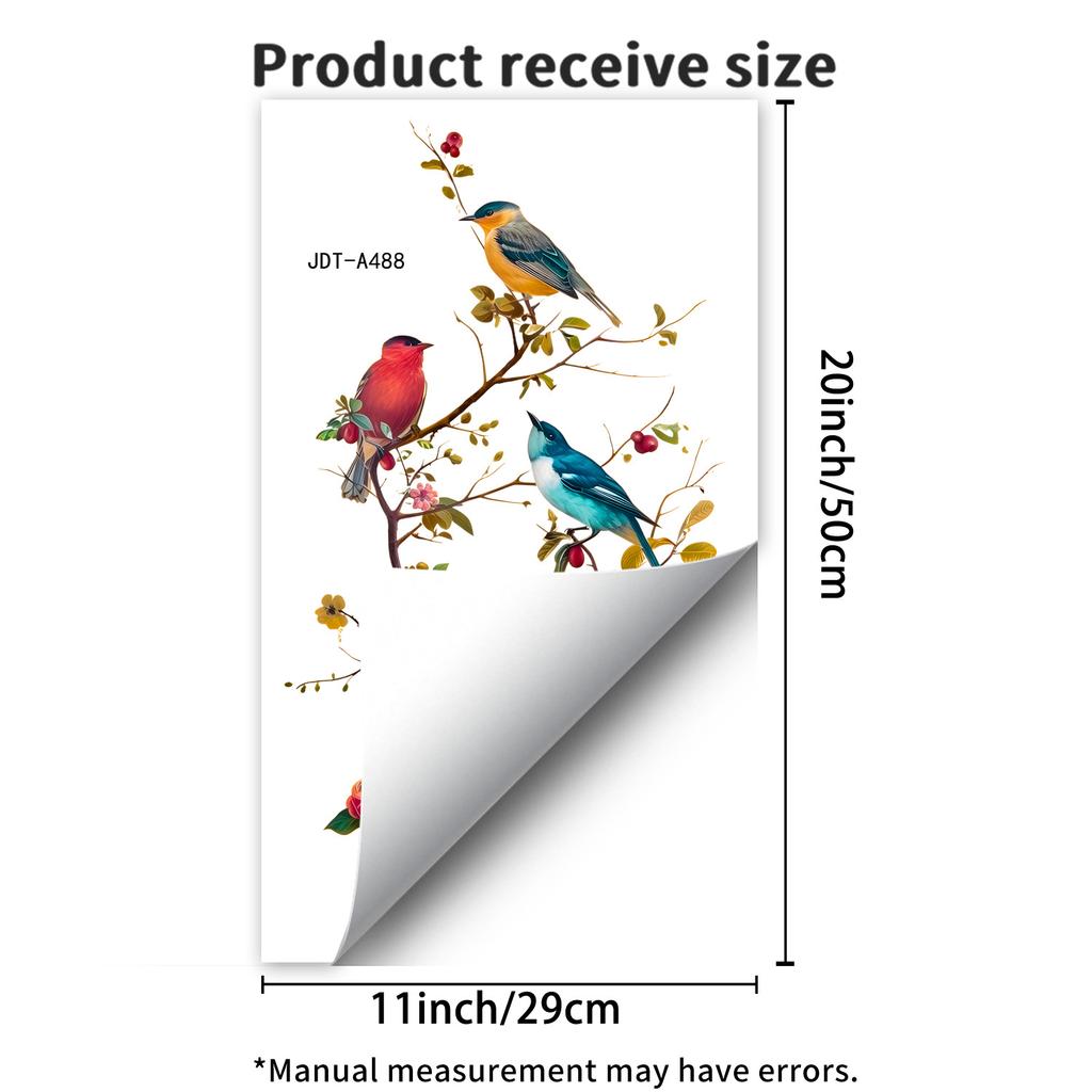 Цветы и птица на ветке Статичная наклейка на окно Самоклеящаяся Съемная Спальня Гостиная Балкон Стеклянная дверь Домашний декор Искусство