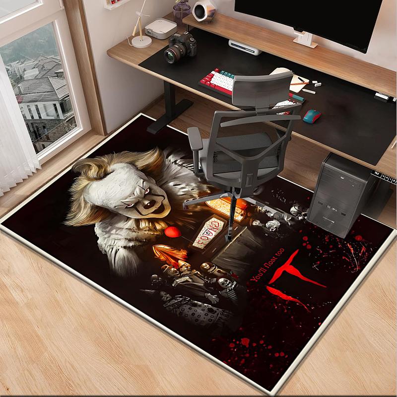 Scary Clown Horror Office Rug Chair Mat, Game Carpet, Suitable for Front Door, Bedroom, Living Room, Desk, Holiday Gift