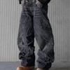 Мешковатые джинсы в стиле хип-хоп Y2k, потертые черные брюки в стиле ретро, вышитые брюки в стиле Харадзюку, готические брюки с широкими штанинами, уличные брюки