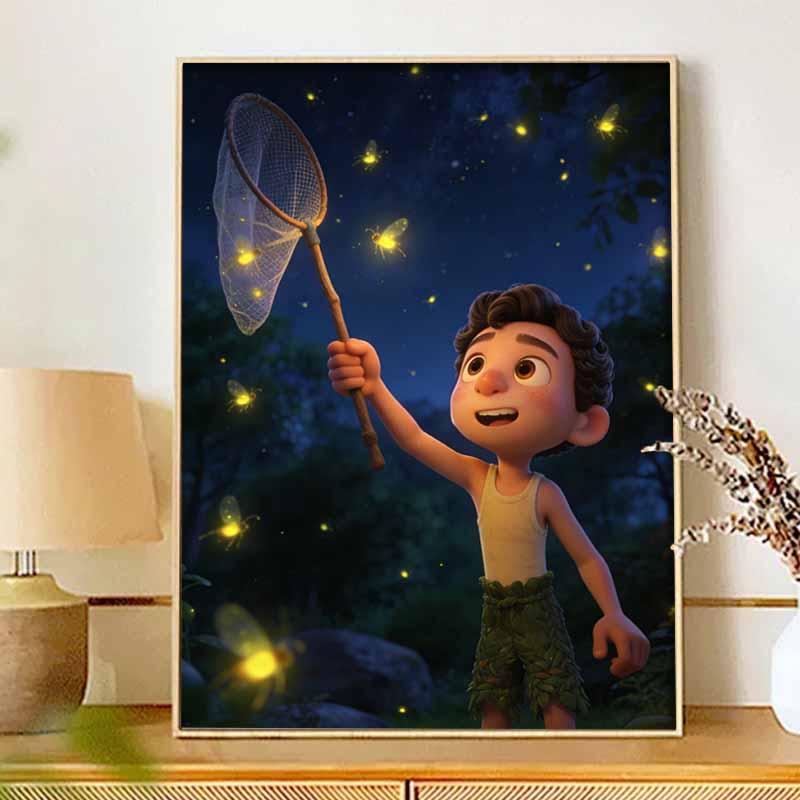 Disney DIY diamond painting 5d full diamond cross stitch diamond Luca catching fireflies living room bedroom decorative painting