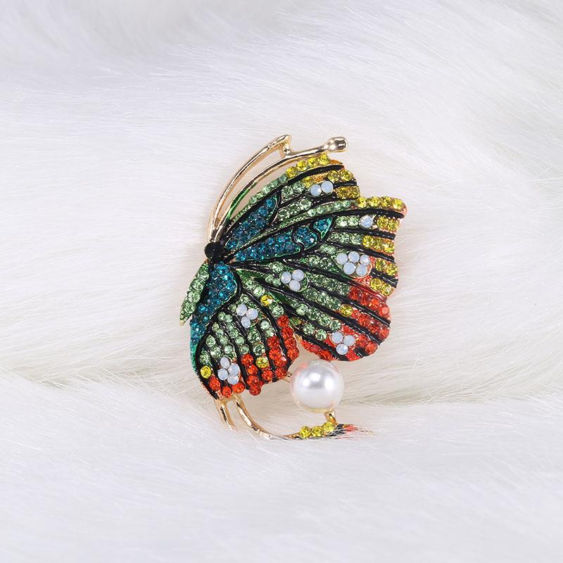 Blucome Retro Beautiful Rhinestone Butterfly Brooches for Women Elegant Insect Pin Enamel Jewelry Coat Accessories High Qaulity