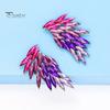 1 пара перьевых шипов в форме крыльев, серьги-гвоздики для ушей, персонализированные цветные стеклянные женские серьги-гвоздики, модные ювелирные изделия, подарок