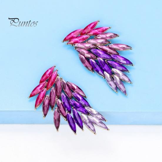 1 пара перьевых шипов в форме крыльев, серьги-гвоздики для ушей, персонализированные цветные стеклянные женские серьги-гвоздики, модные ювелирные изделия, подарок