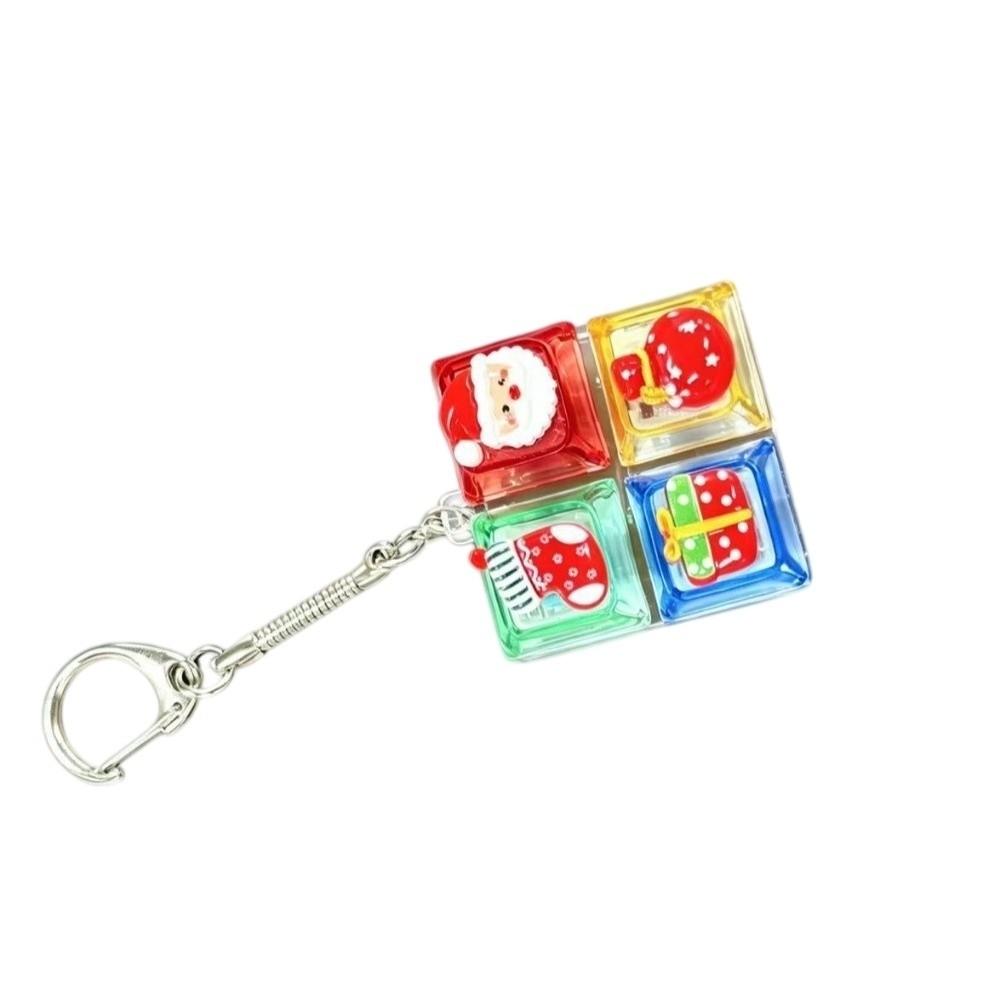 Santa Claus Elk Deer 4 Keys Fingertip Button Keyring Portable Fidget Bag Pendant Office