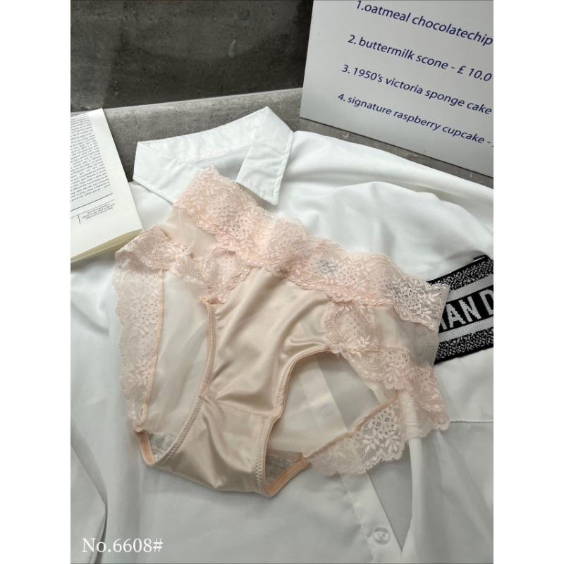 Женские однотонные атласные трусики средней талии из чистого хлопка с кружевом и сексуальными стоп-трусы