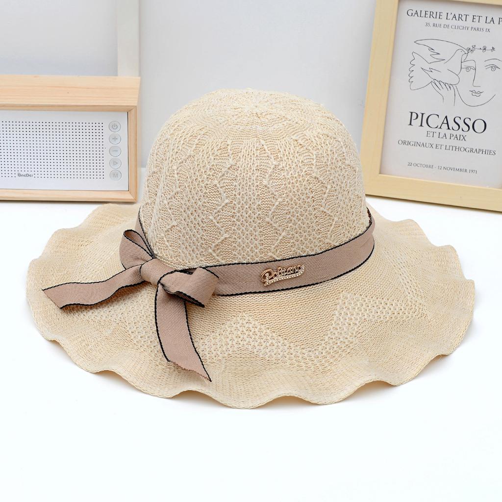 Летняя женская шляпа с волнистыми краями и большими полями для защиты от солнца и солнцезащитного козырька, женская пляжная шляпа от солнца с защитой от ультрафиолета, пляжная шляпа