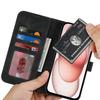 For iPhone 15 Wallet Case Double Folded Edge Skin Touch PU Leather Flip Phone Cover