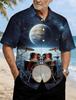 Men's Starry Sky Vintage Print Short Sleeve Shirt, Spring Summer Sci-Fi Casual Vacation Blouse, Loose Casual Top