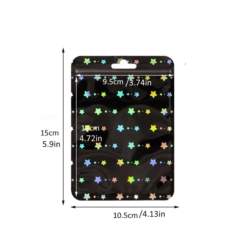 50 шт. голографический лазерный прозрачный пластиковый мешок для ювелирных изделий на молнии для хранения бусин в подарок для малого бизнеса упаковочные материалы