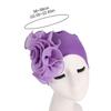 1PC Turban Hat Ethnic Bandana Cap Muslim Vintage Hijab Solid Color Hair Accessories Sun Protection Flower Beading