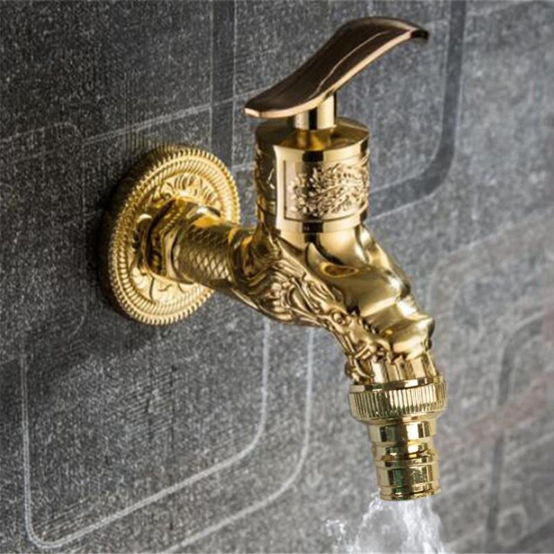 Винтажный кран для ванной комнаты, настенное крепление для стиральной машины, садовый шланг, кран, носик, резной сплав, Loong, современная роскошная атмосфера, украшение