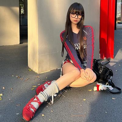 Версия из овчины~ Красный бант Мэри Джейн одинарная обувь женские весенне-летние балетки с заклепками и пряжкой