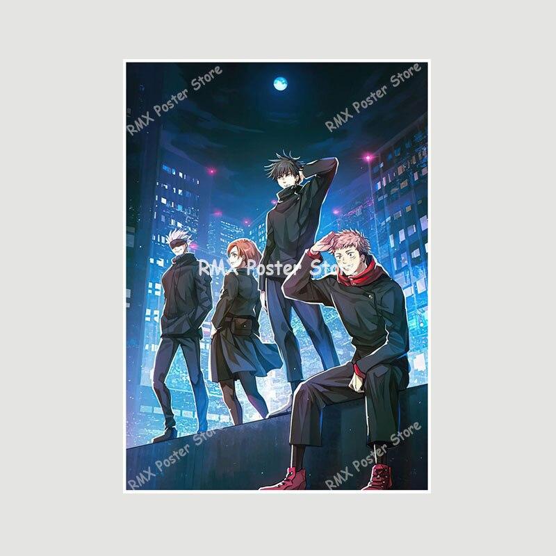 Белые бумажные постеры Jujutsu Kaisen, японские классические аниме-принты, украшение для дома, настенные наклейки, декор для гостиной, бара