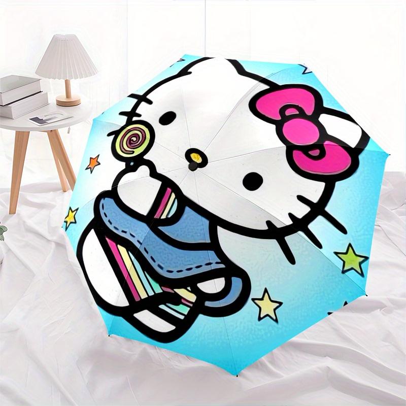 1pc Hello Kitty,Lollipop Automatic Umbrella-Foldable, Durable 8-Bone Design, Compact and Stylish, Great for Camping, Halloween, Christmas, M