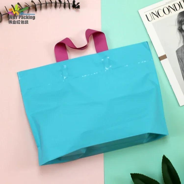 50 шт., сумка для одежды, односторонняя пластиковая матовая сумка для покупок, двухсторонняя печать, персиковое сердце, клетчатая упаковка с нижним упаковочным мешком