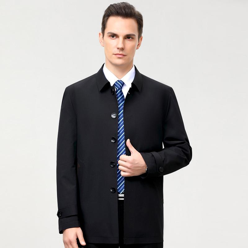 Весна и осень, новый стиль, мужская ветровка среднего возраста из шелка тутового шелкопряда, средней длины, деловая повседневная мужская тонкая куртка высокого класса с лацканами