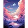 5d DIY Алмазная картина, вышивка крестом, луна, розовые облака, пейзаж, алмазная вышивка, мозаика, полный круглый дрель, домашний декор, искусство