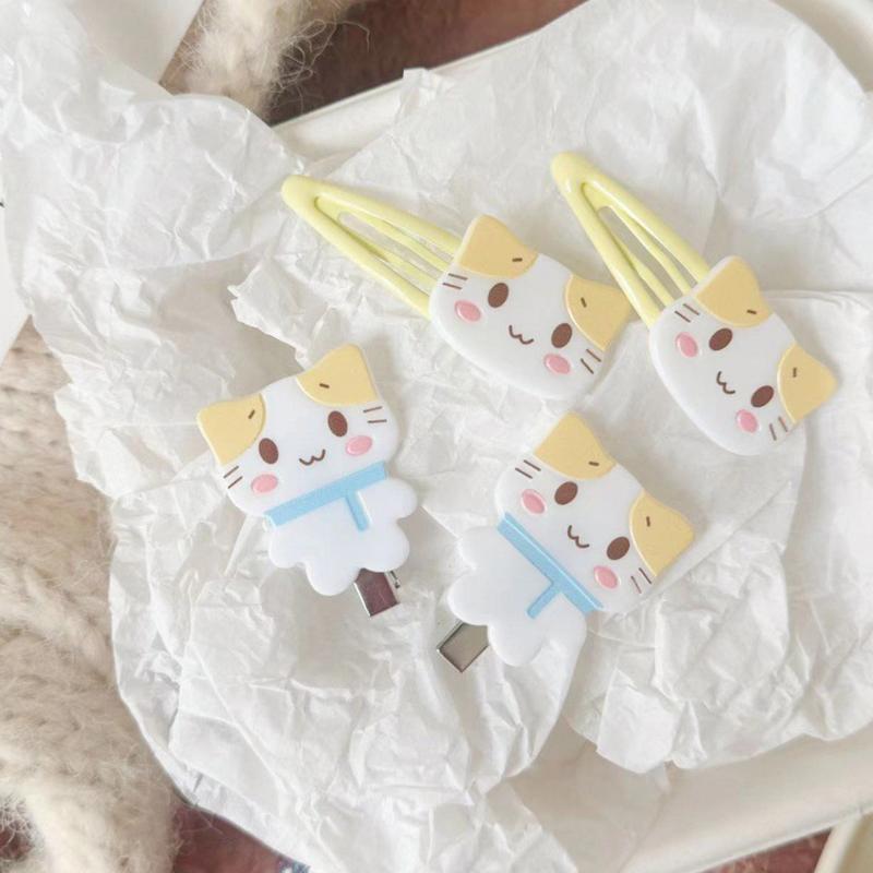 2 шт., заколка для волос с изображением кота Fuwa Nyanko, каваи, заколка для волос, милые зажимы Bb, заколки с милыми животными, зажим в виде утконоса, аксессуары для волос