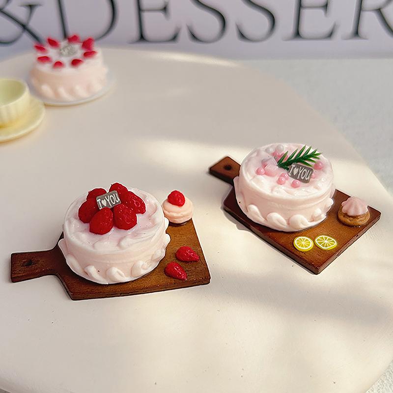 Миниатюрный торт ко дню рождения, модель еды, аксессуары для дома, украшение для кукольного домика
